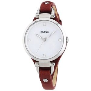 Fossil Red Leather Crystal Watch
